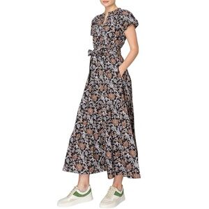 MELLODAY Floral Short Sleeve Boho Maxi Dress Size Medium